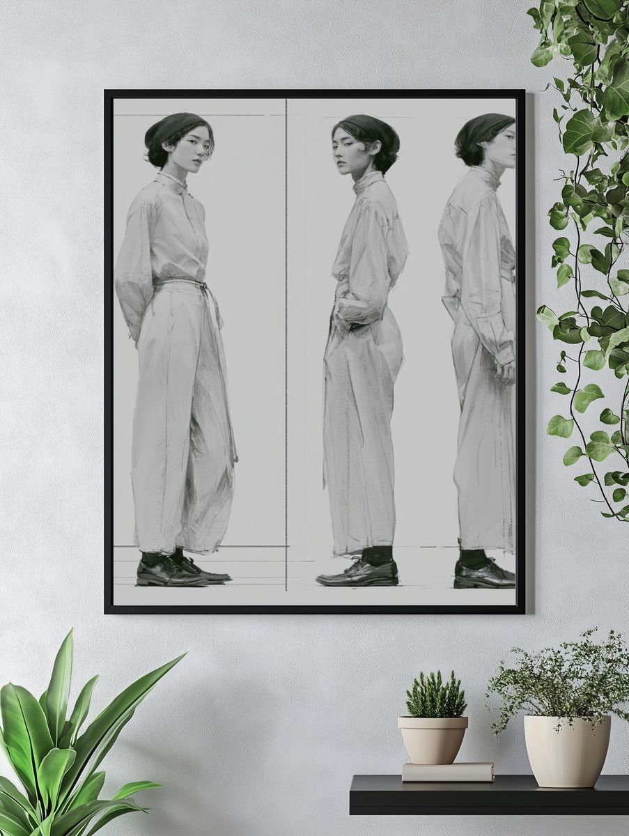 Fashion Figure Study Illustration Print. — room view 4