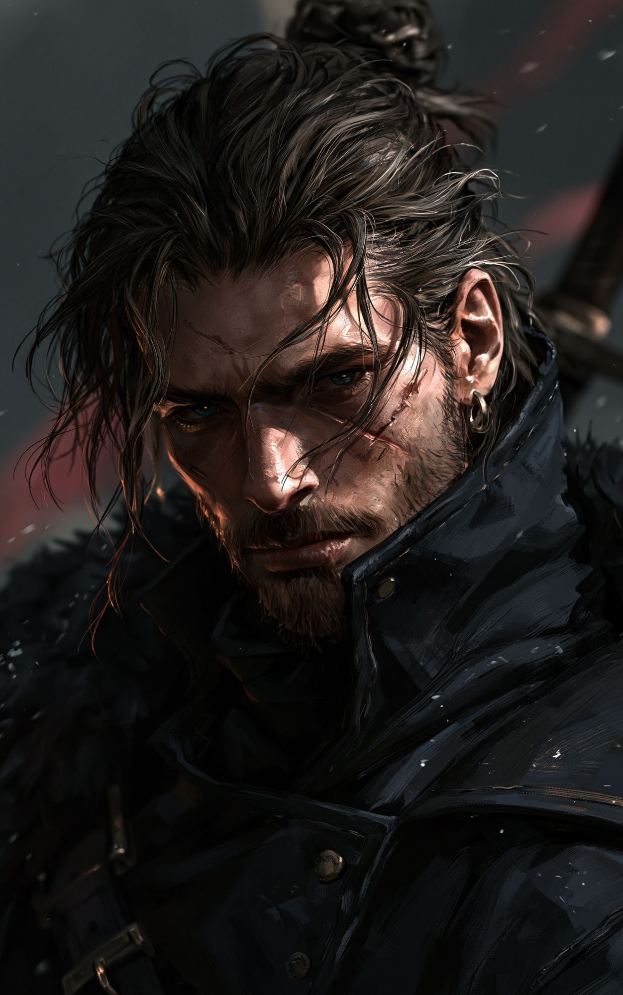 Brooding Warrior Portrait Print. poster — illustration art