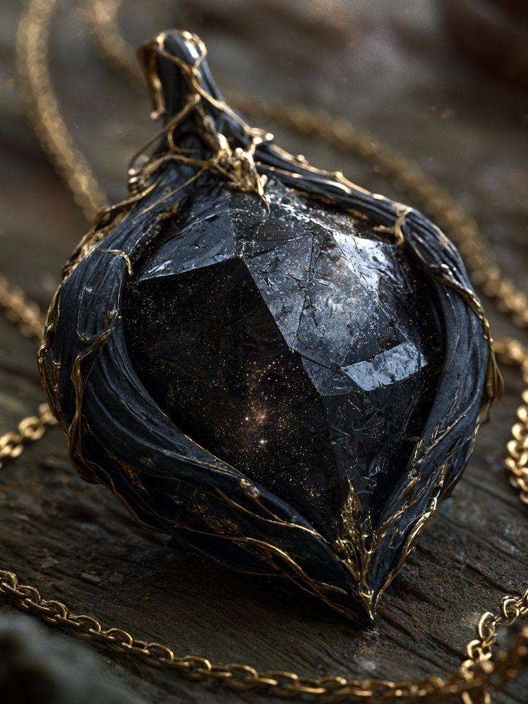 Celestial Black Gem Illustration Poster. poster — illustration art