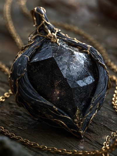 Celestial Black Gem Illustration Poster.