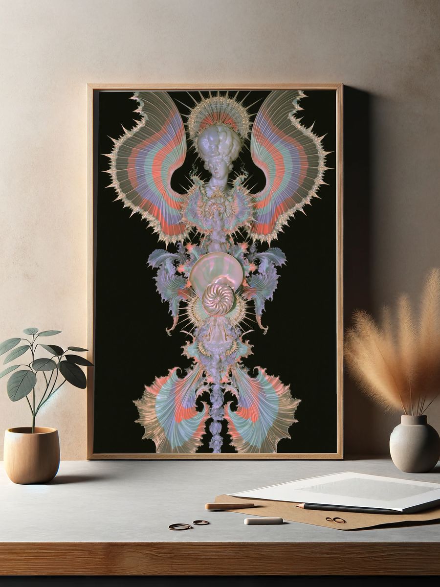 Surreal Winged Figure Print. — room view 2