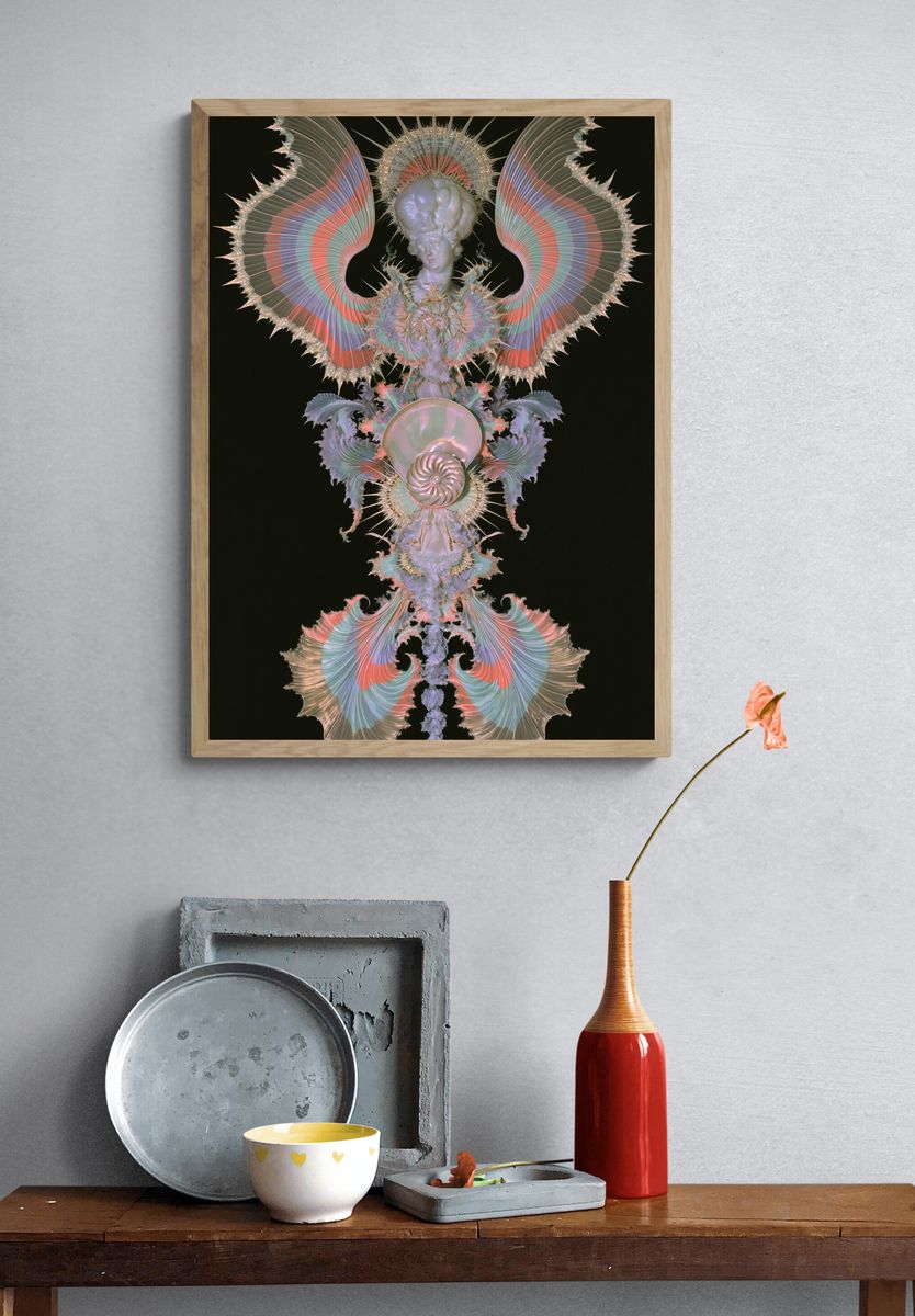 Surreal Winged Figure Print. — room view 3
