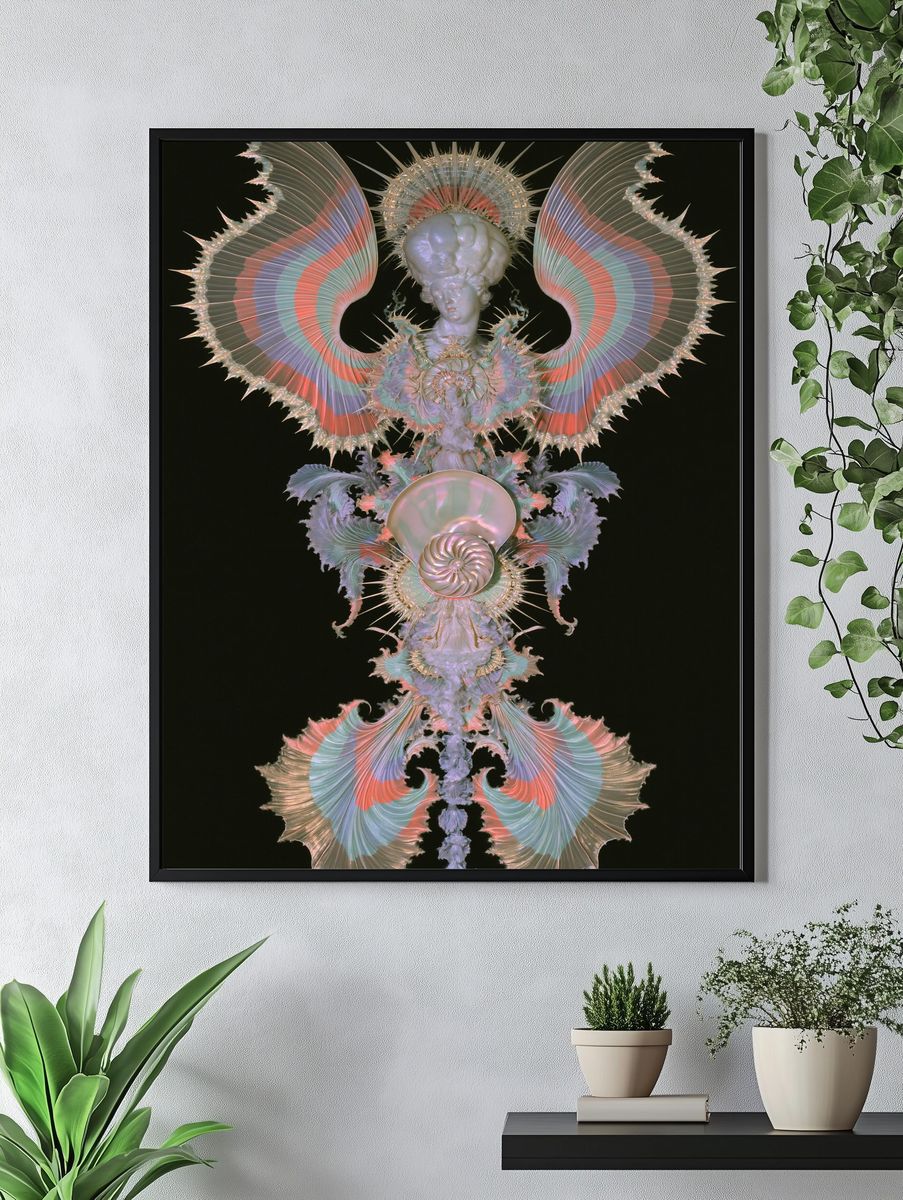 Surreal Winged Figure Print. — room view 4