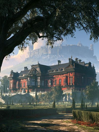 Grand Estate Fantasy Landscape Print.