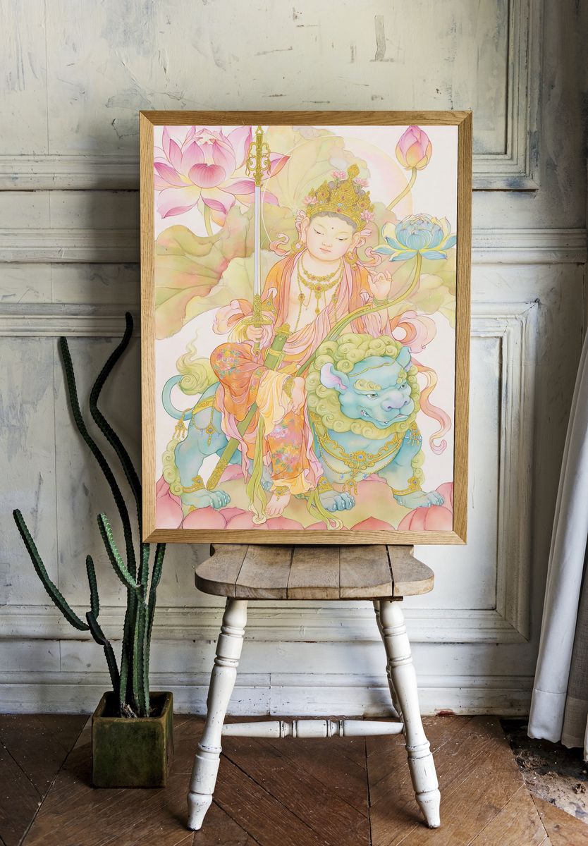 Lotus Deity Guardian Illustration Poster. — room view 1