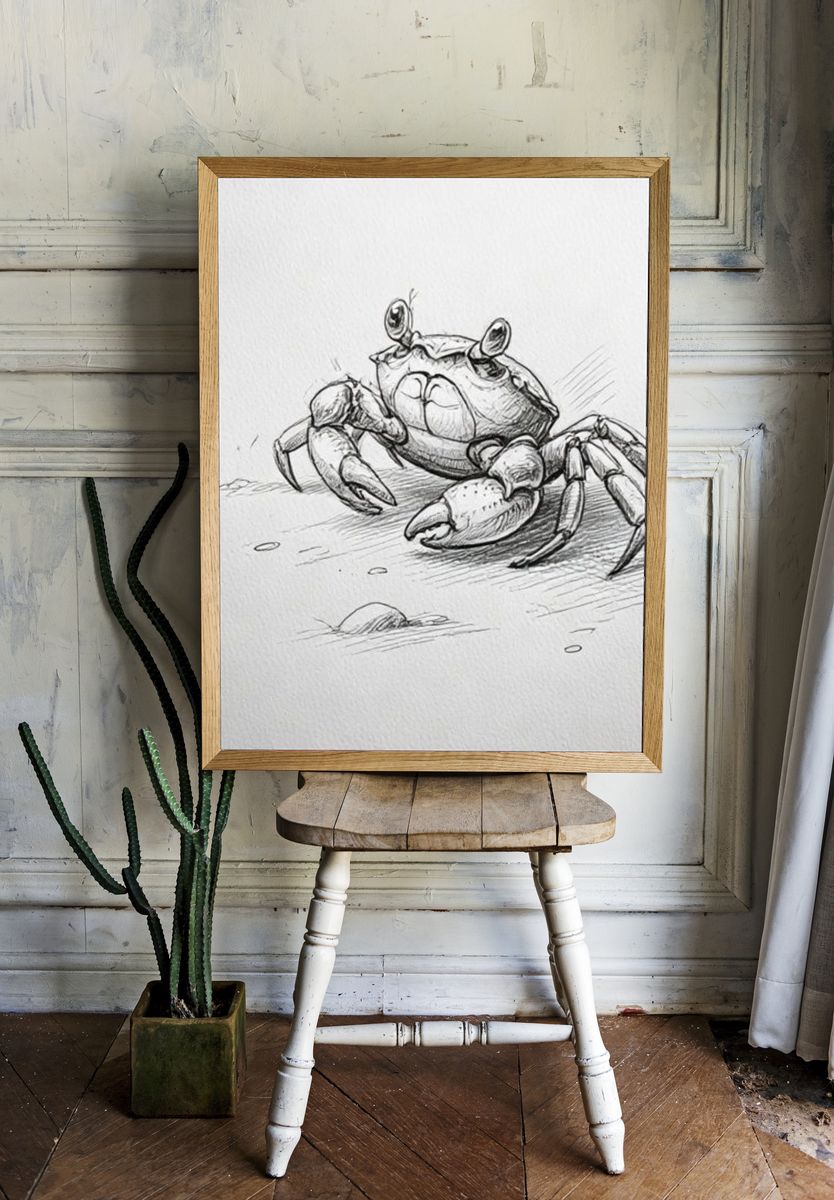 Crab Sketch Illustration Poster. room preview
