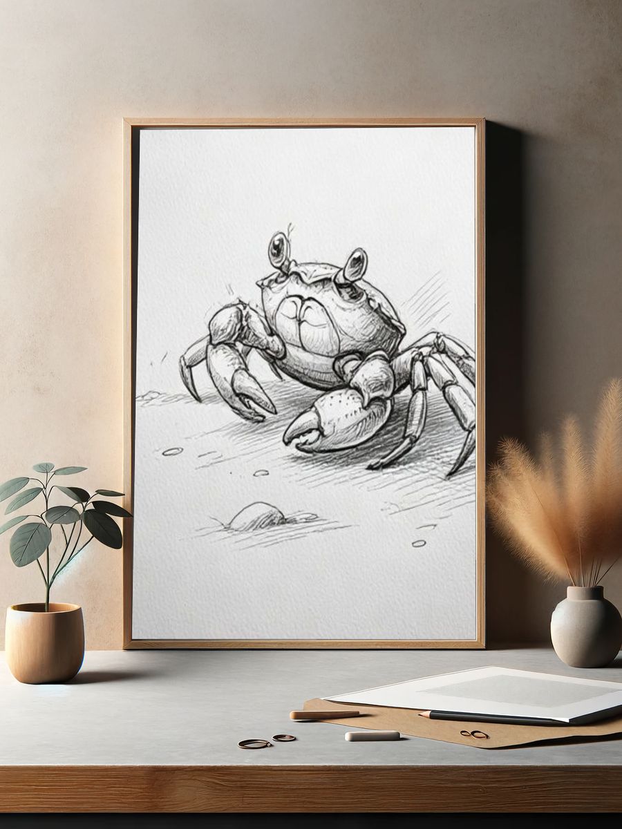 Crab Sketch Illustration Poster. — room view 2