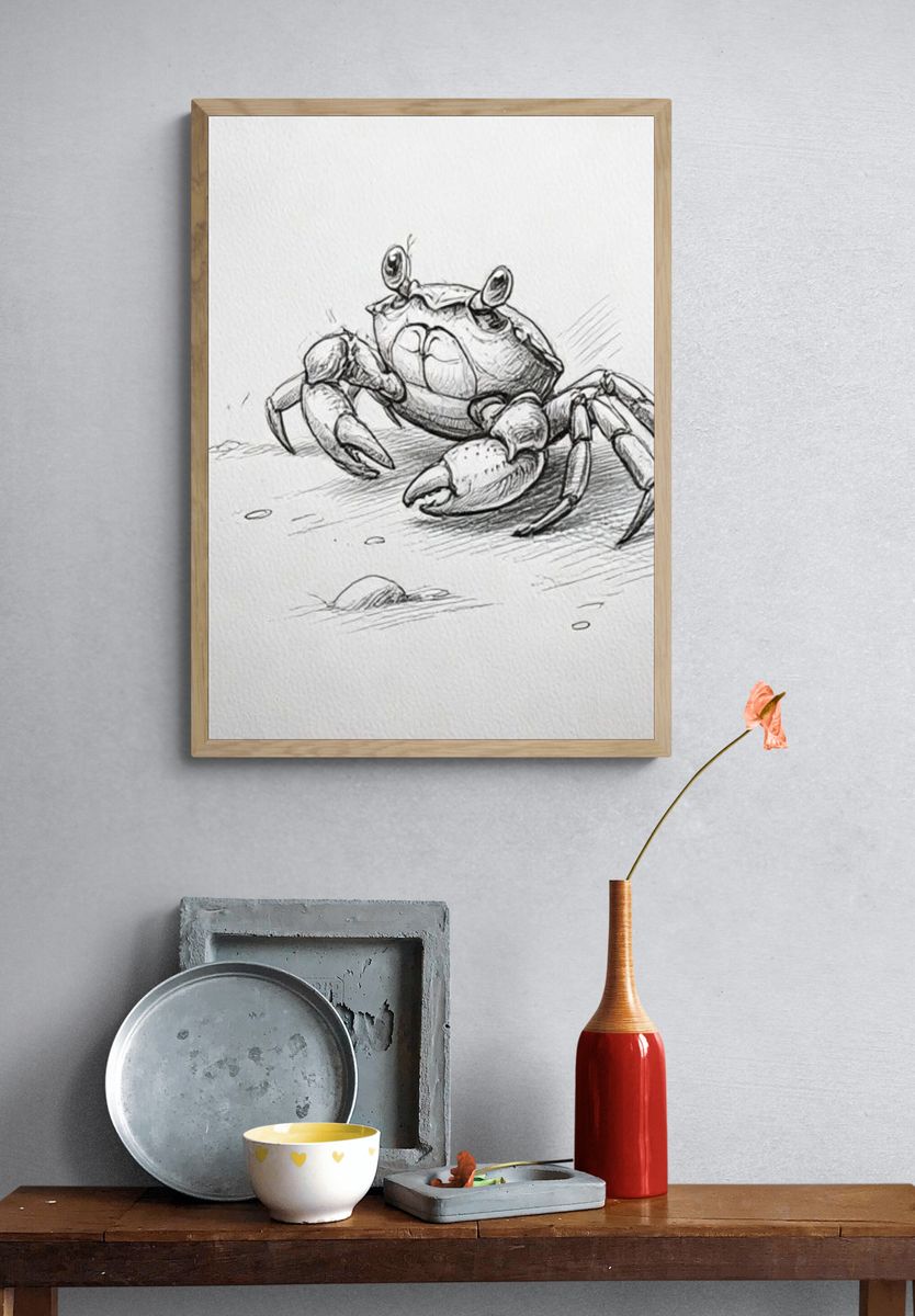 Crab Sketch Illustration Poster. — room view 3