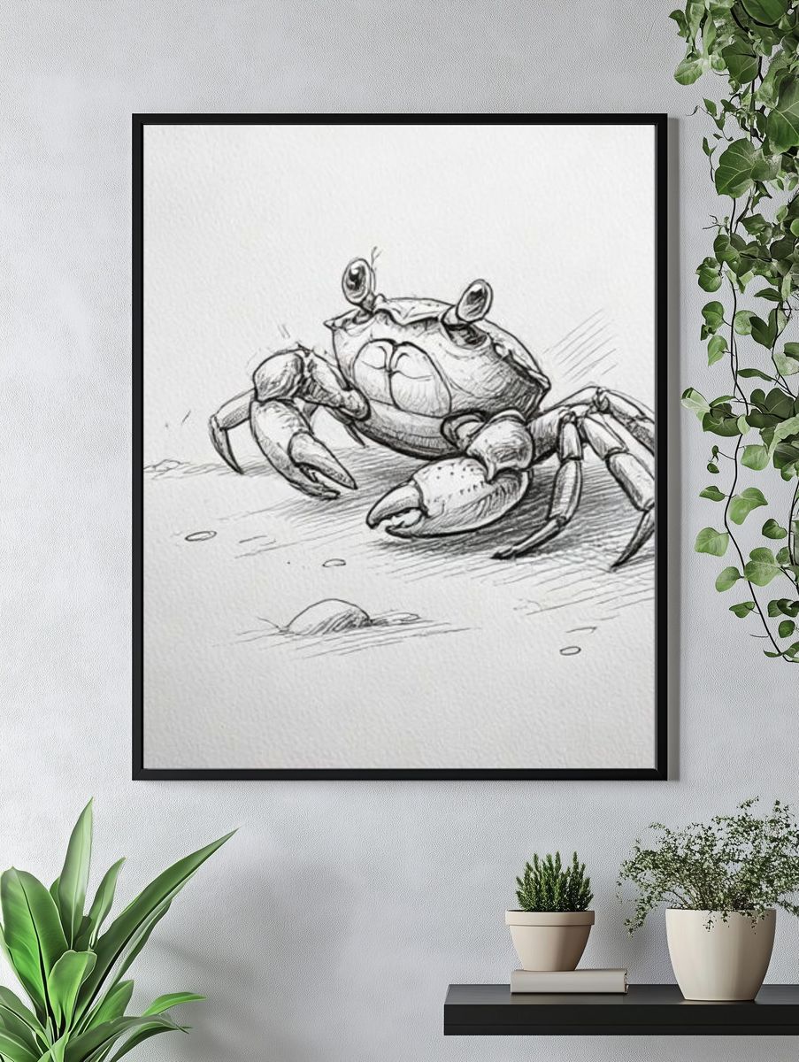 Crab Sketch Illustration Poster. — room view 4