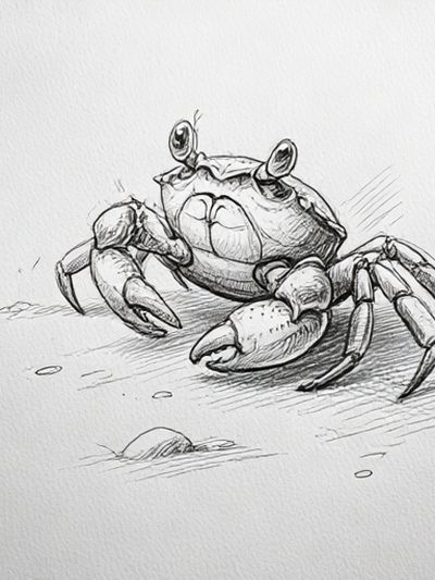Crab Sketch Illustration Poster.