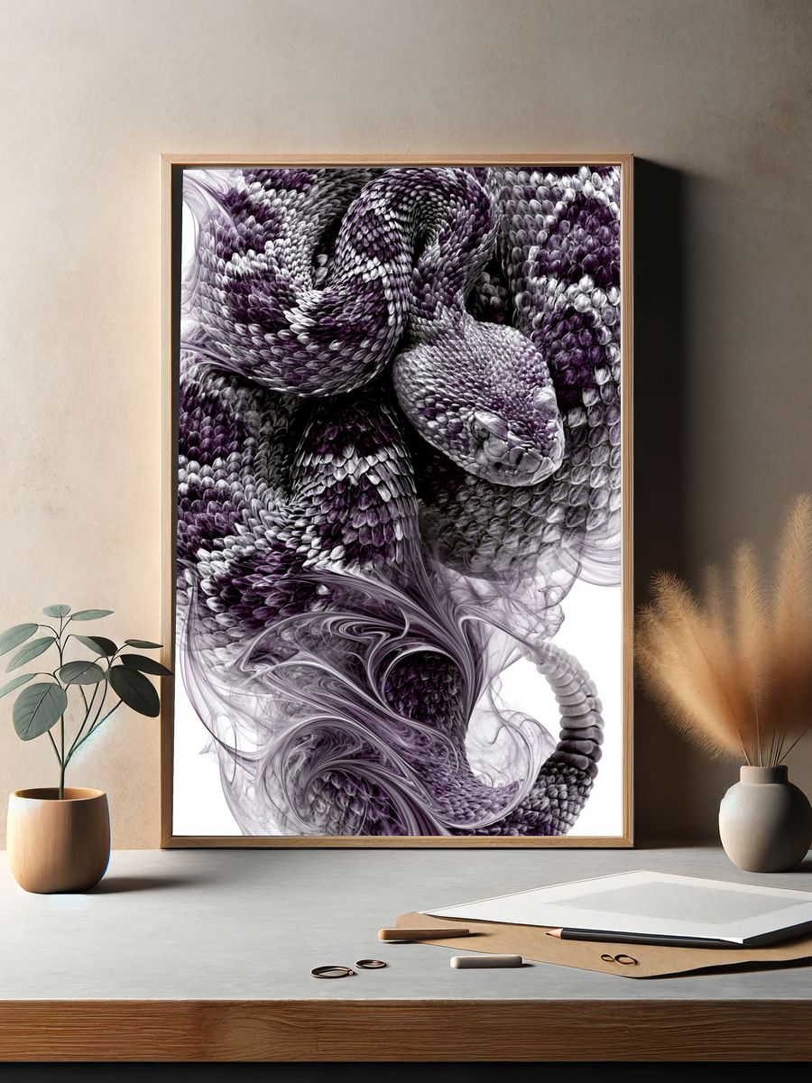Purple Serpent Abstract Print. — room view 2