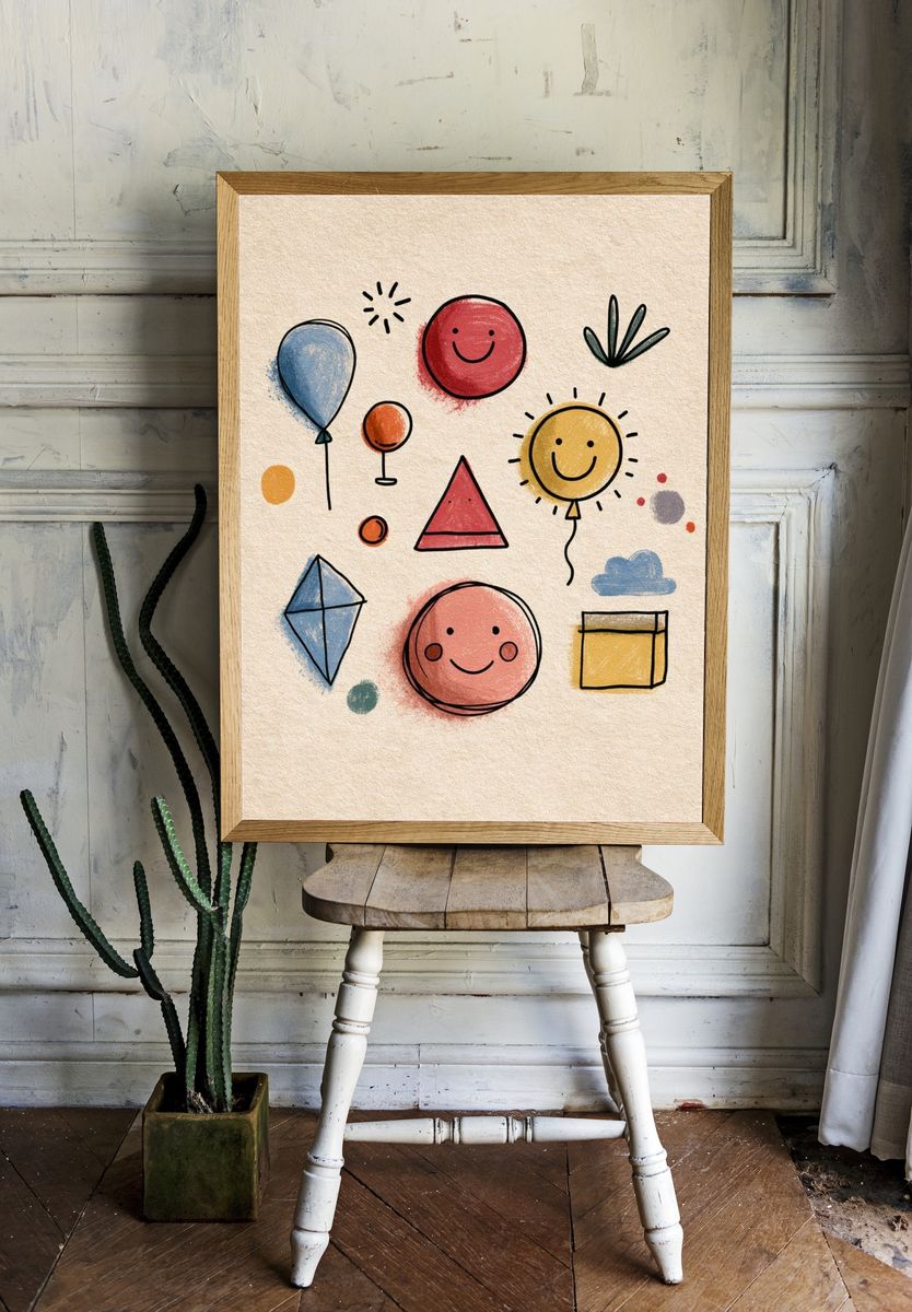 Playful Shapes Illustration Poster. room preview