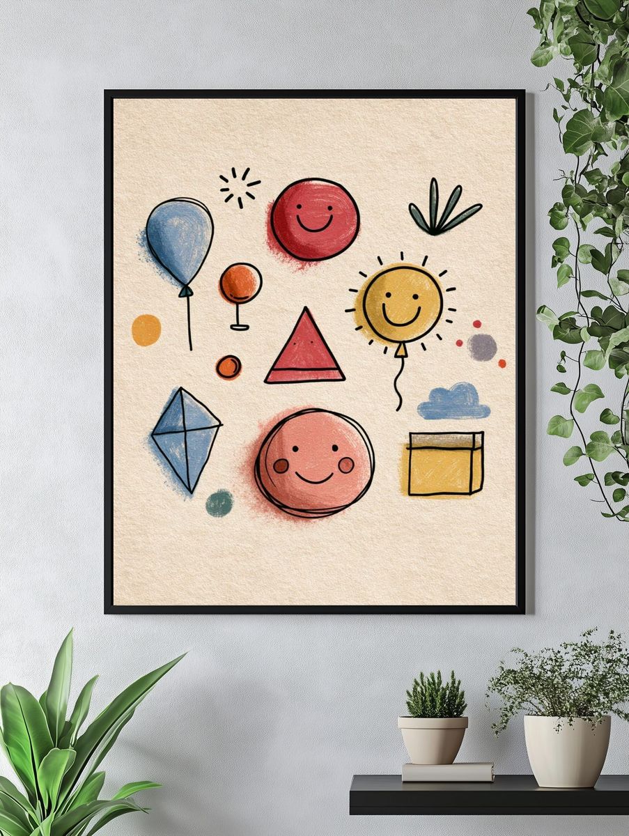 Playful Shapes Illustration Poster. — room view 4