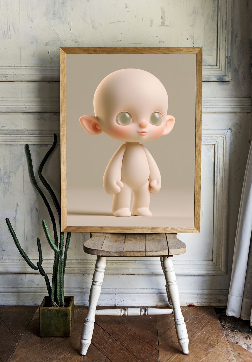 Cute Doll Character Illustration Poster. room preview