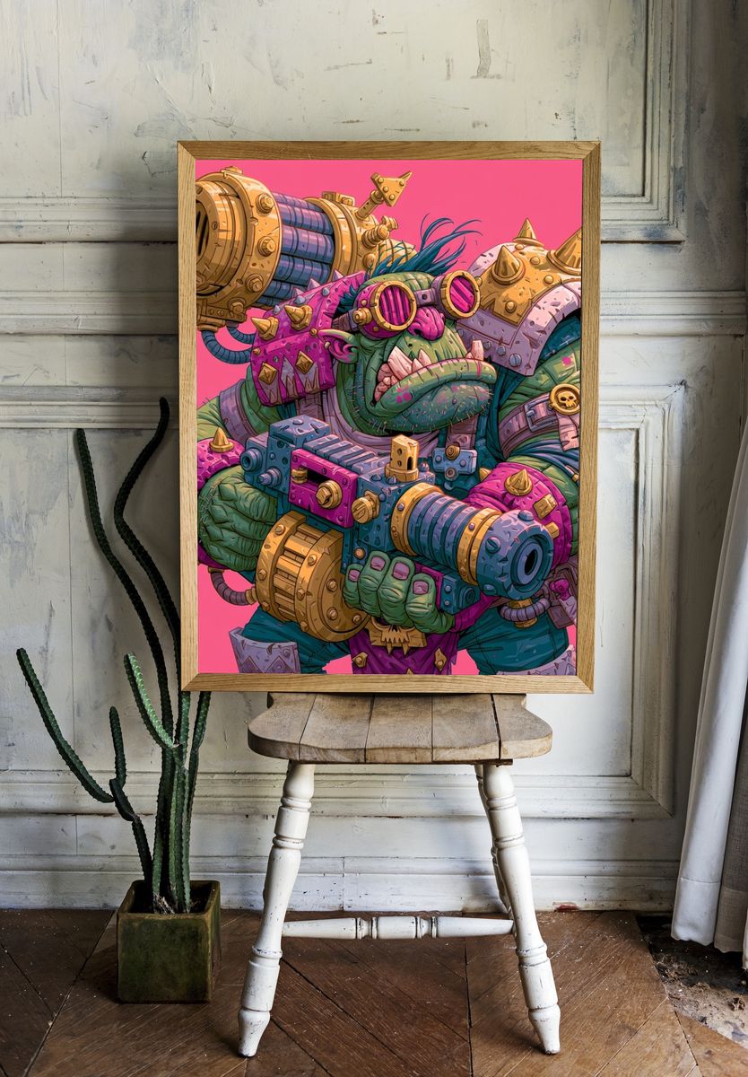 Orc Cyborg Warrior Illustration Poster. room preview