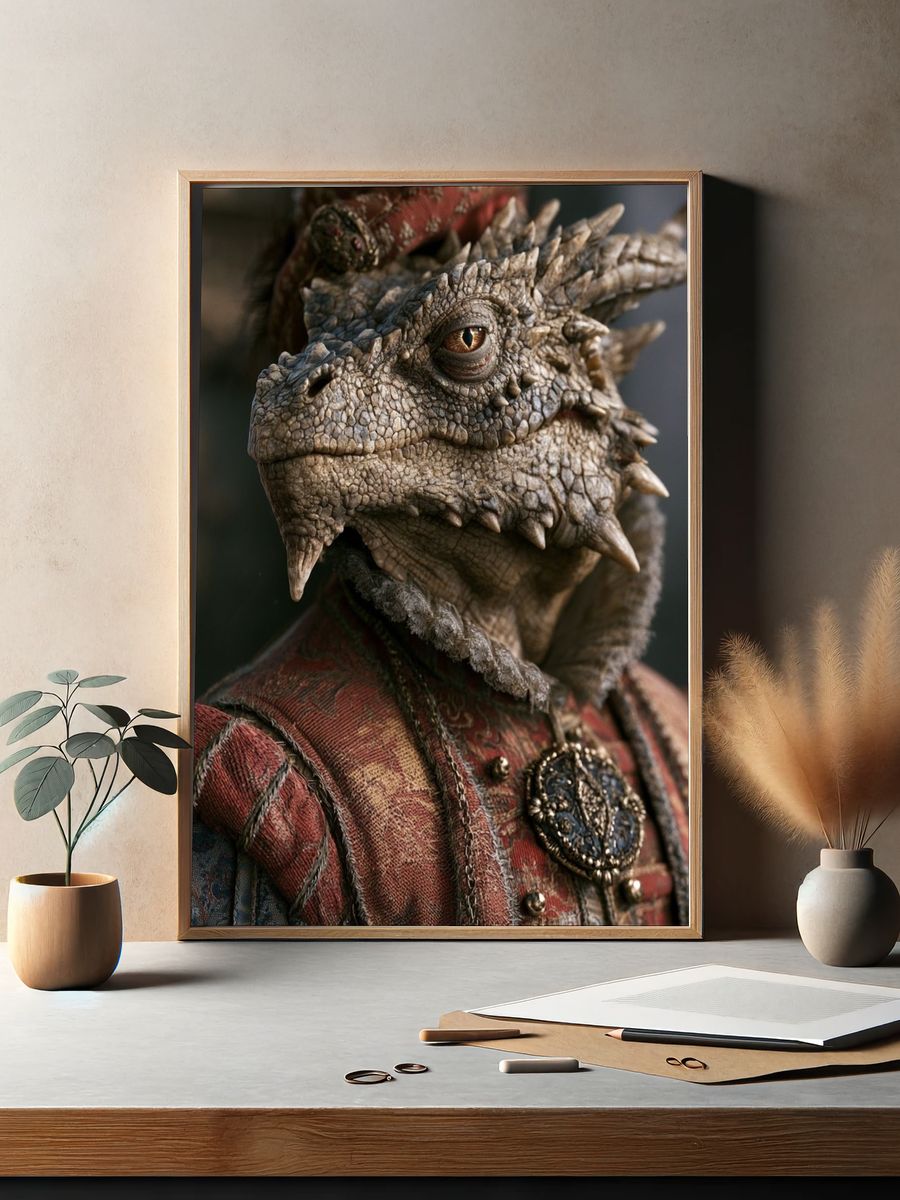 Dragon Portrait Illustration Poster. — room view 2