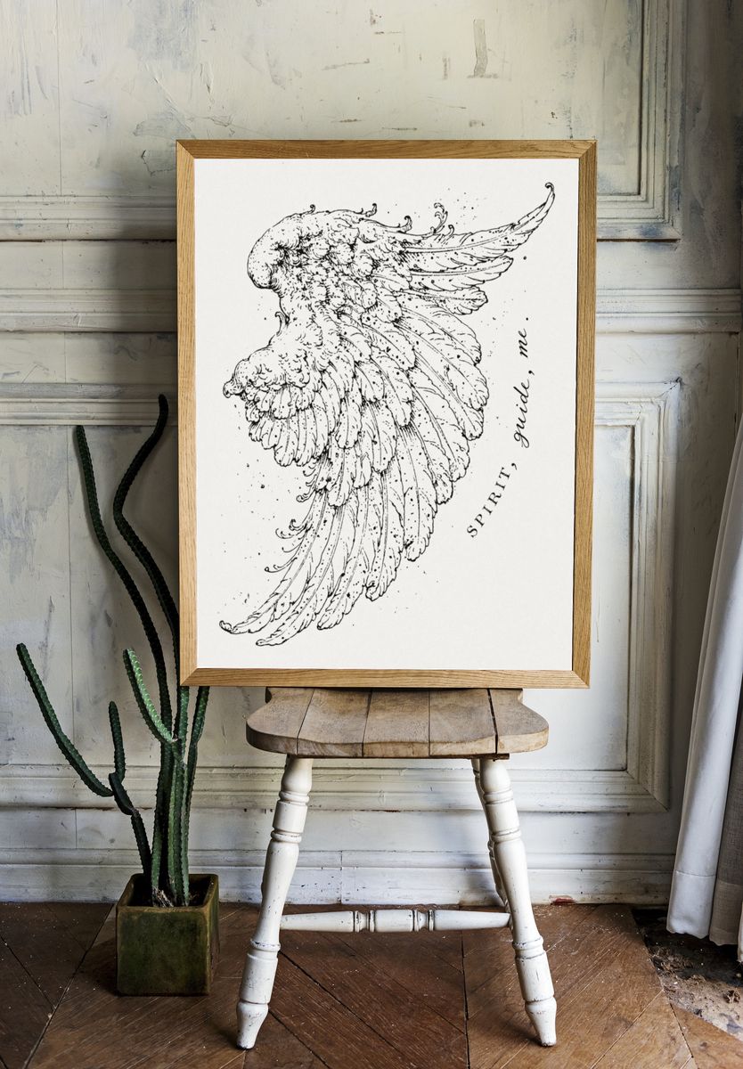 Spirit Feather Ink Poster. room preview