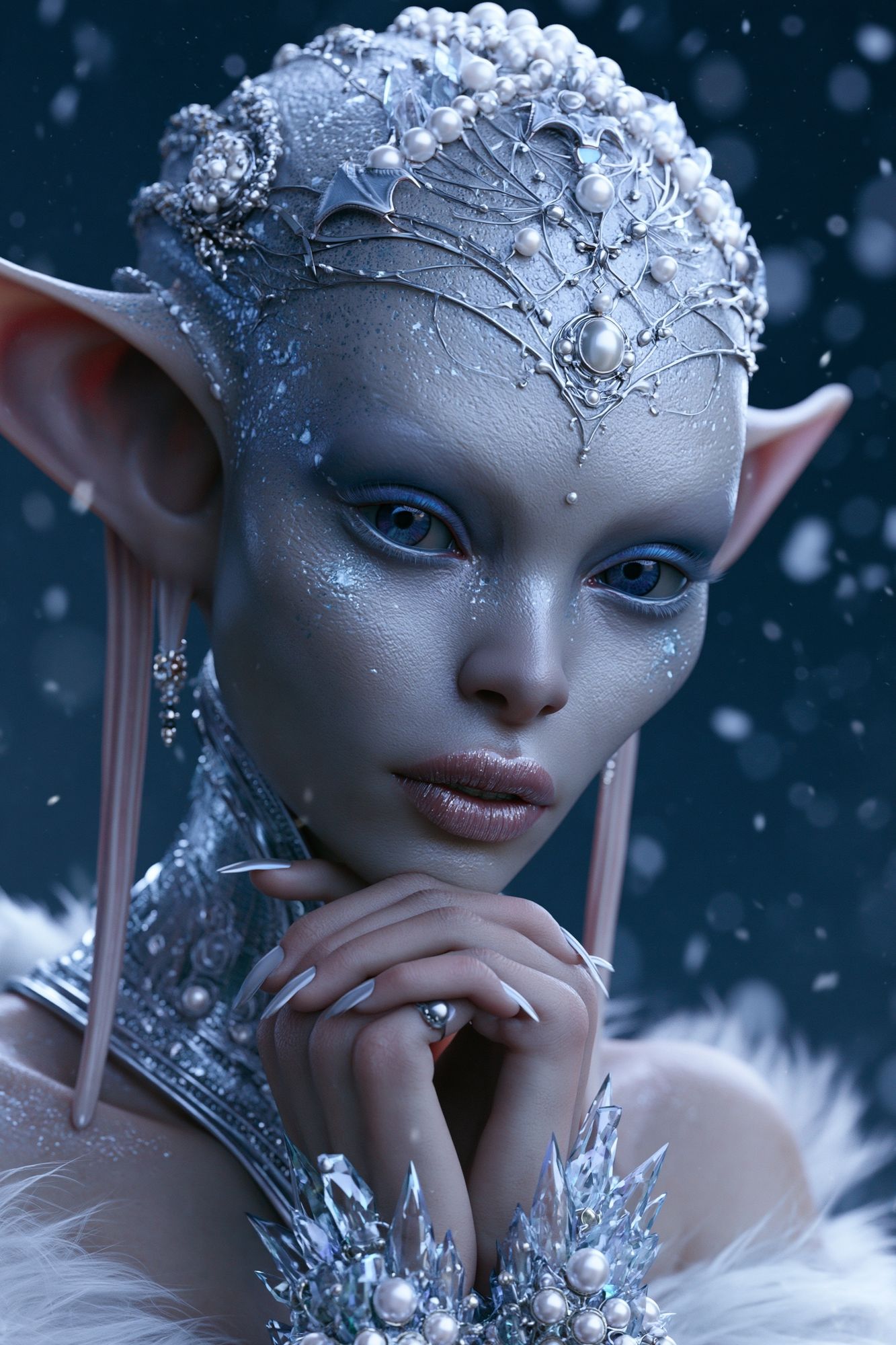 Crystal Elf Portrait Print. poster — illustration art