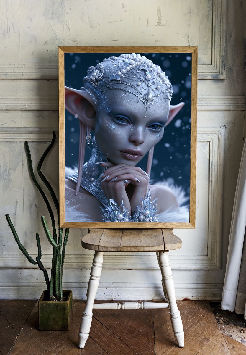 Crystal Elf Portrait Print. room preview
