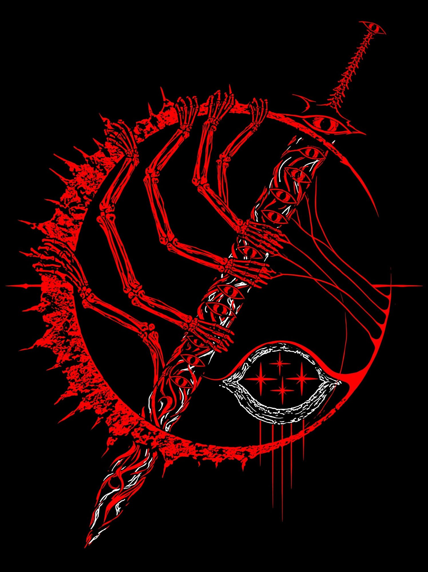 Red Skeleton Eye Abstract Print. poster detail