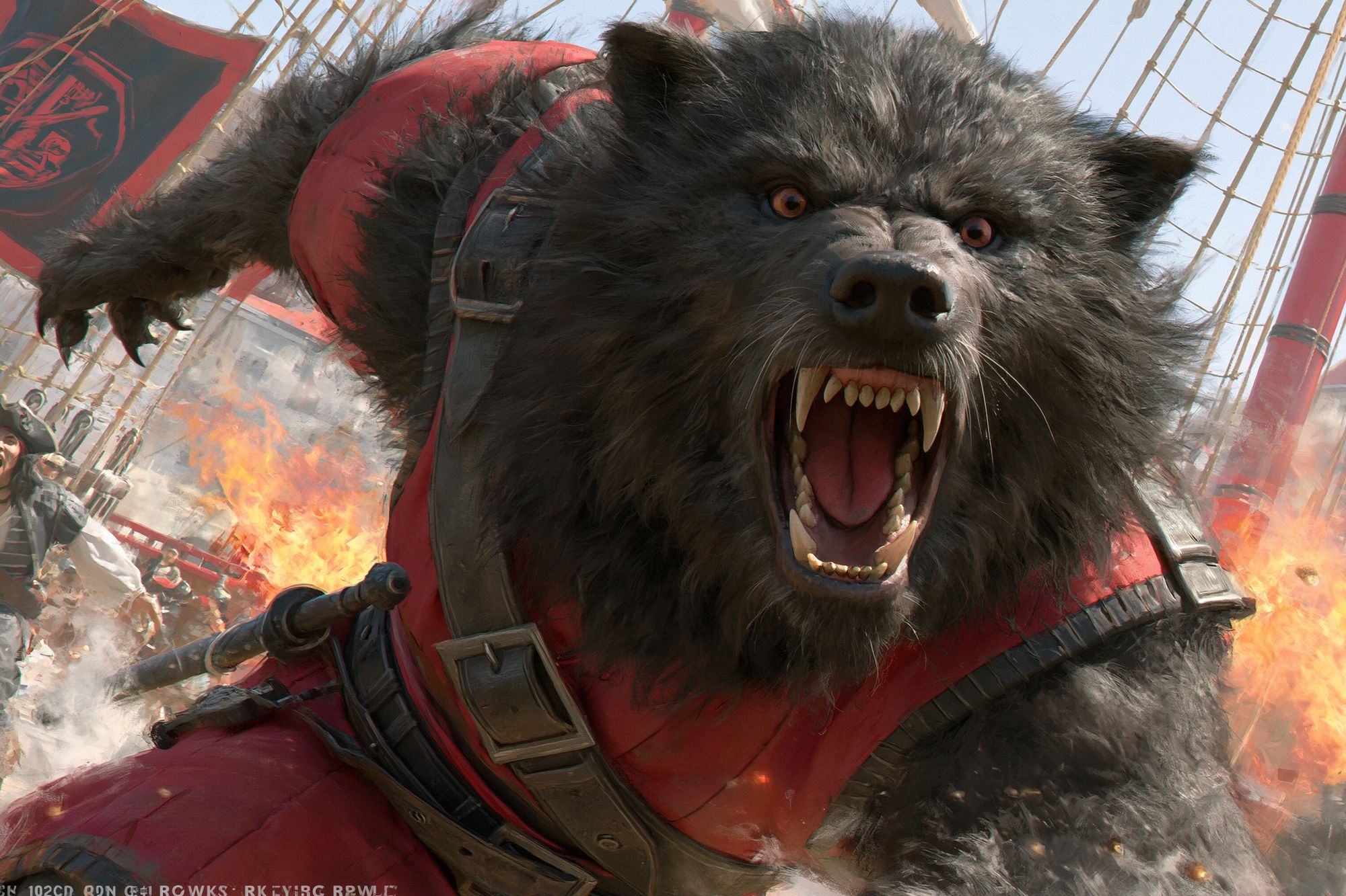 Pirate Werewolf Battle Poster. poster detail