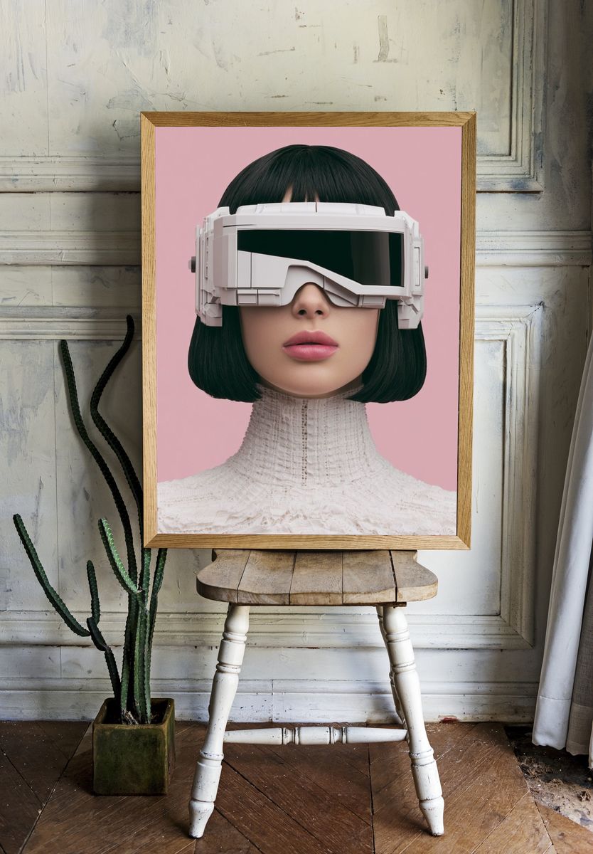 Futuristic Portrait Illustration Poster. — room view 1