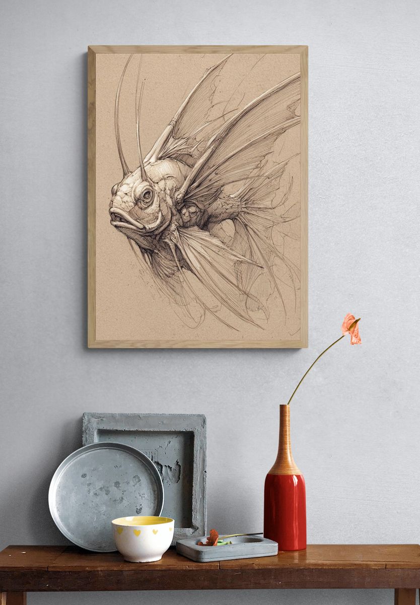 Fantasy Fish Sketch Poster. — room view 3
