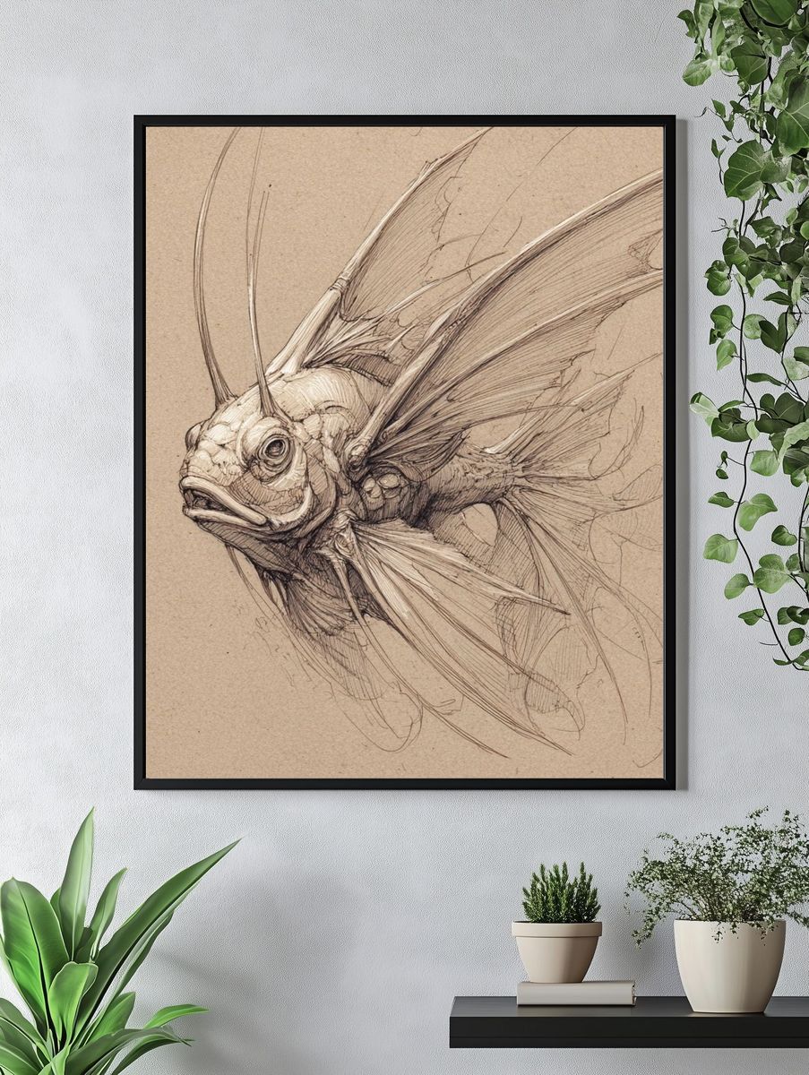 Fantasy Fish Sketch Poster. — room view 4