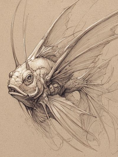 Fantasy Fish Sketch Poster. poster