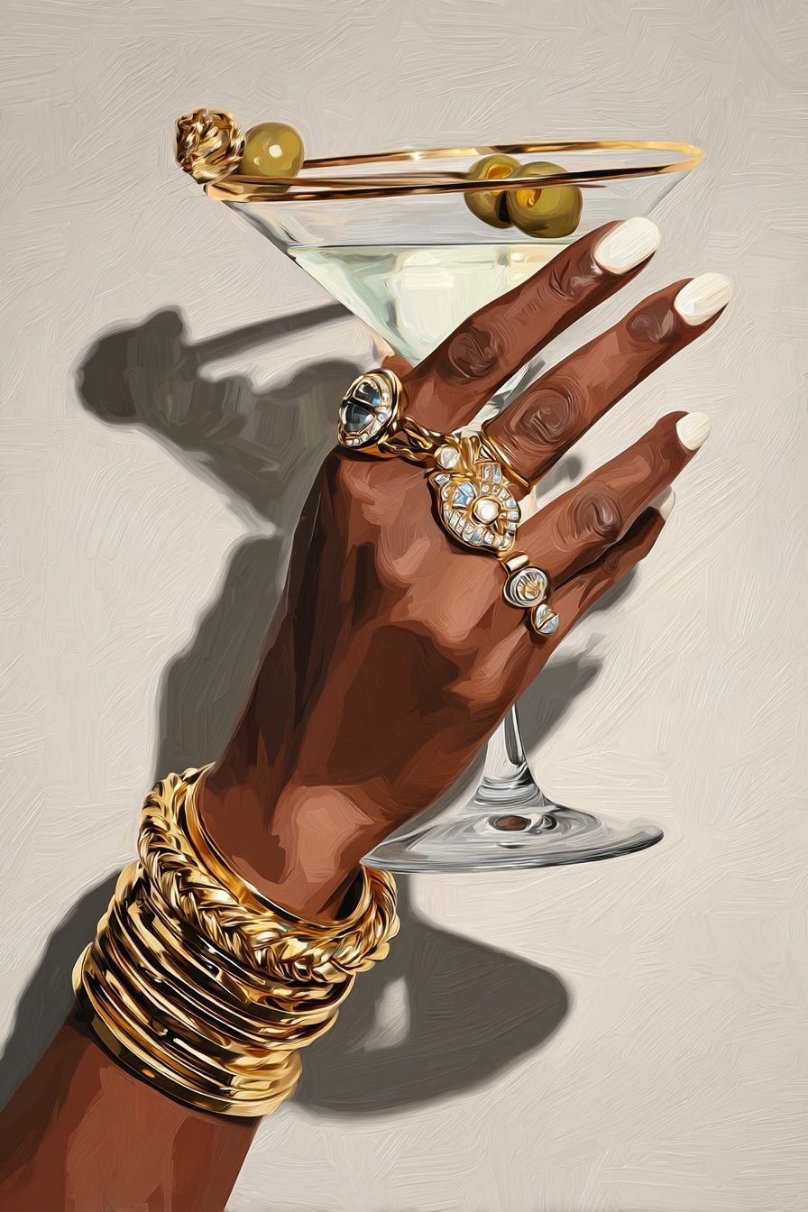 Elegant Martini Hand Illustration Poster. poster detail