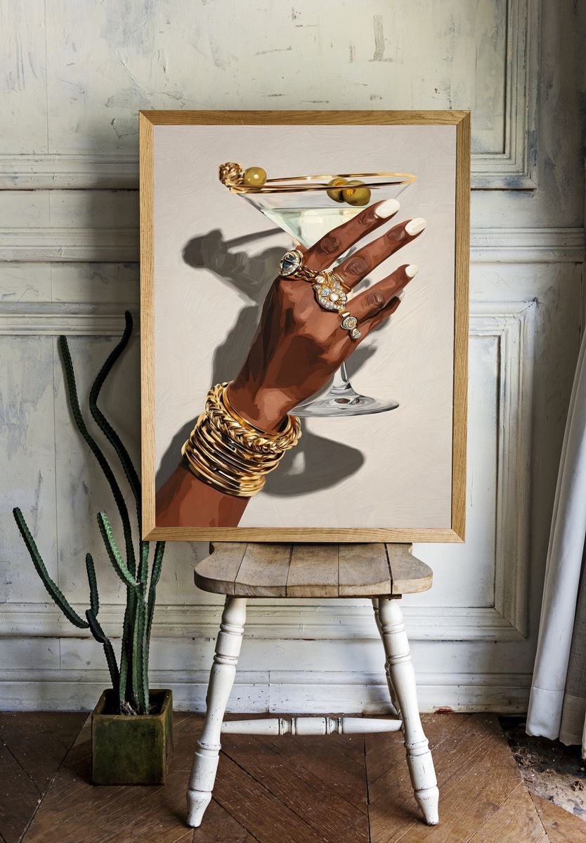 Elegant Martini Hand Illustration Poster. room preview