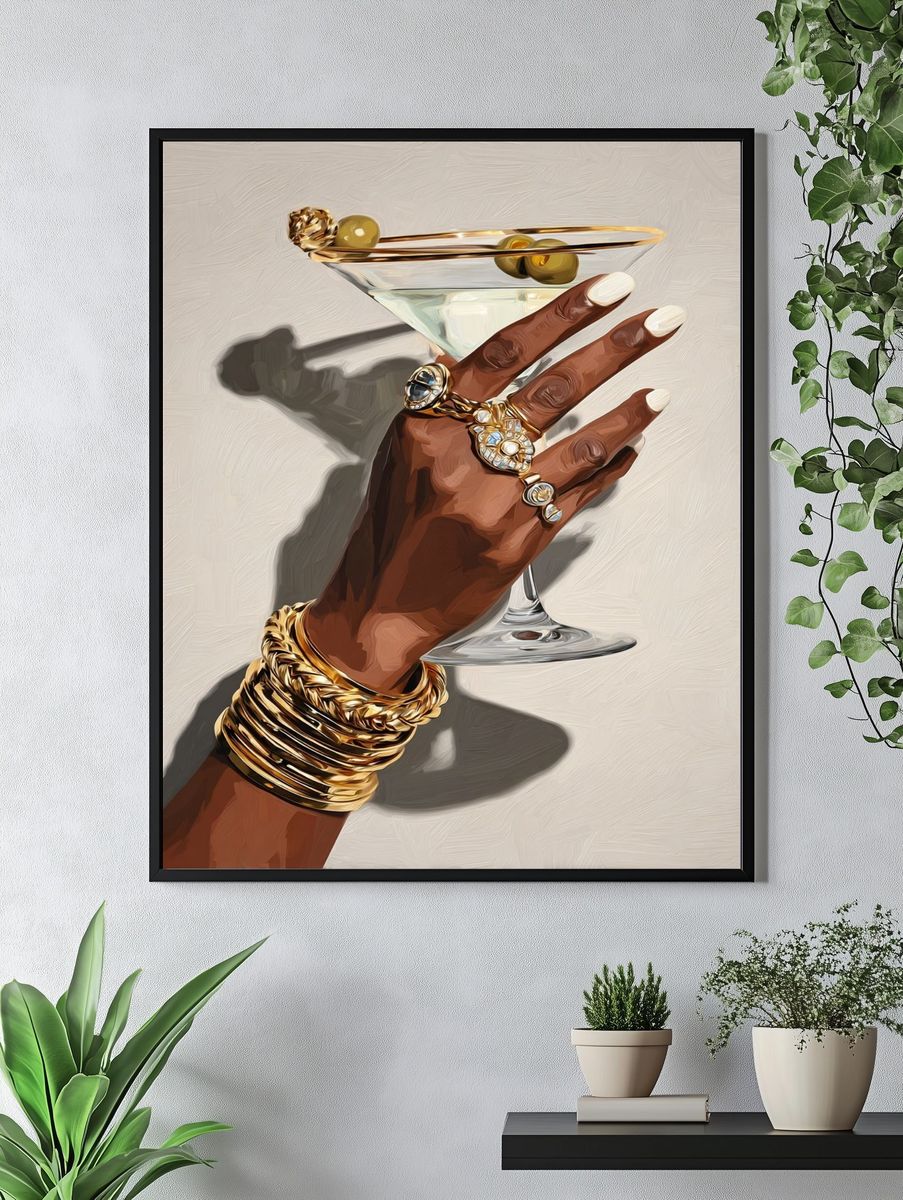 Elegant Martini Hand Illustration Poster. — room view 4