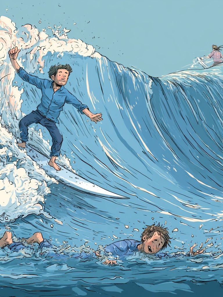 Surfing Wave Illustration Poster. poster — illustration art