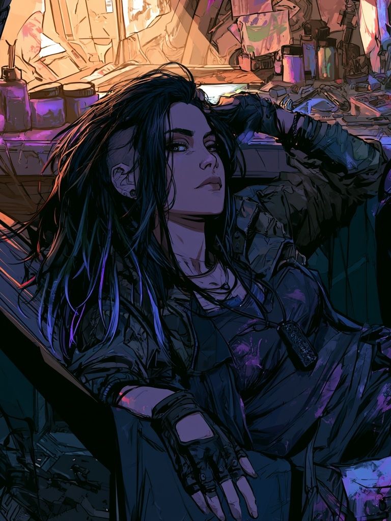 Cyberpunk Woman Portrait Poster. poster — illustration art