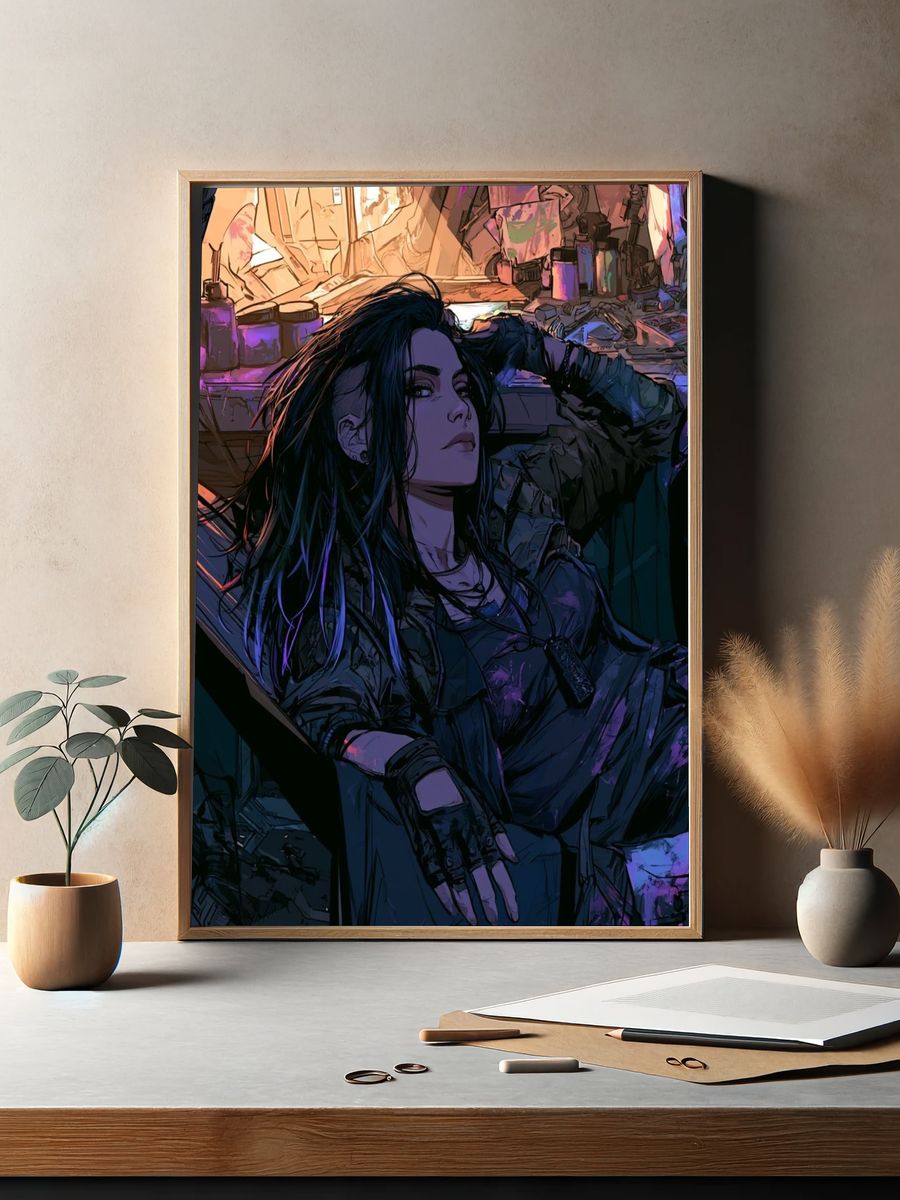 Cyberpunk Woman Portrait Poster. — room view 2