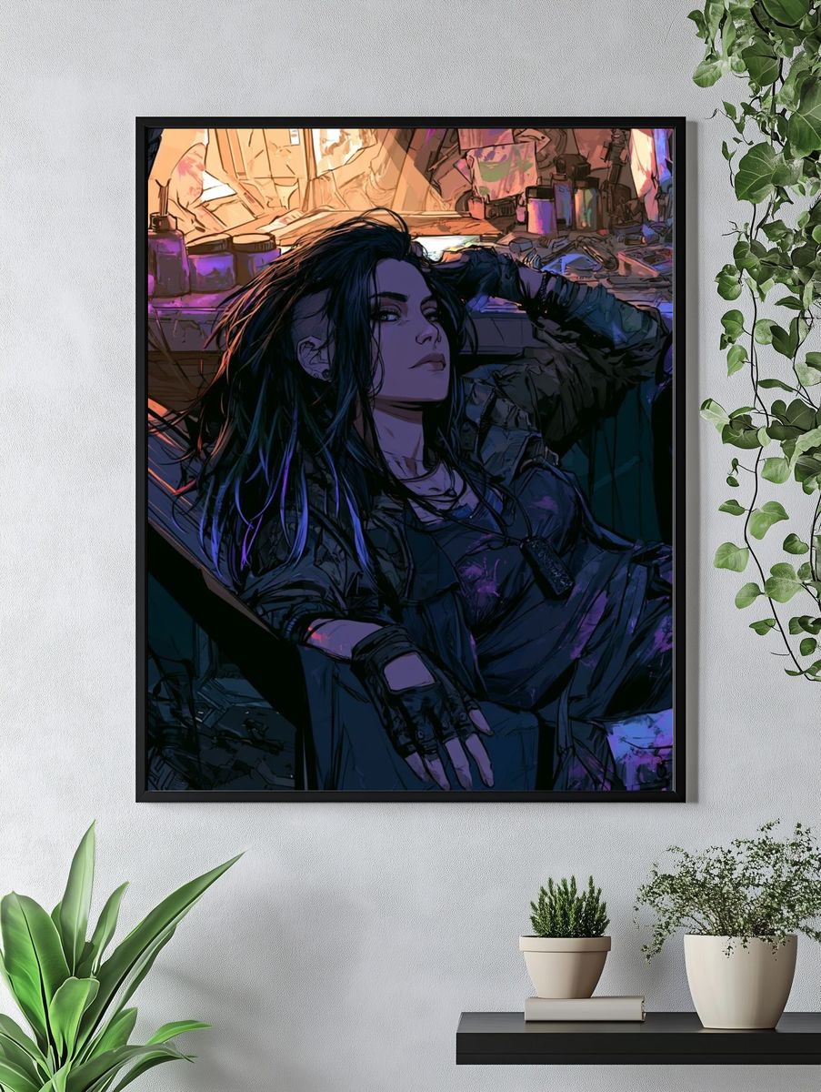 Cyberpunk Woman Portrait Poster. — room view 4