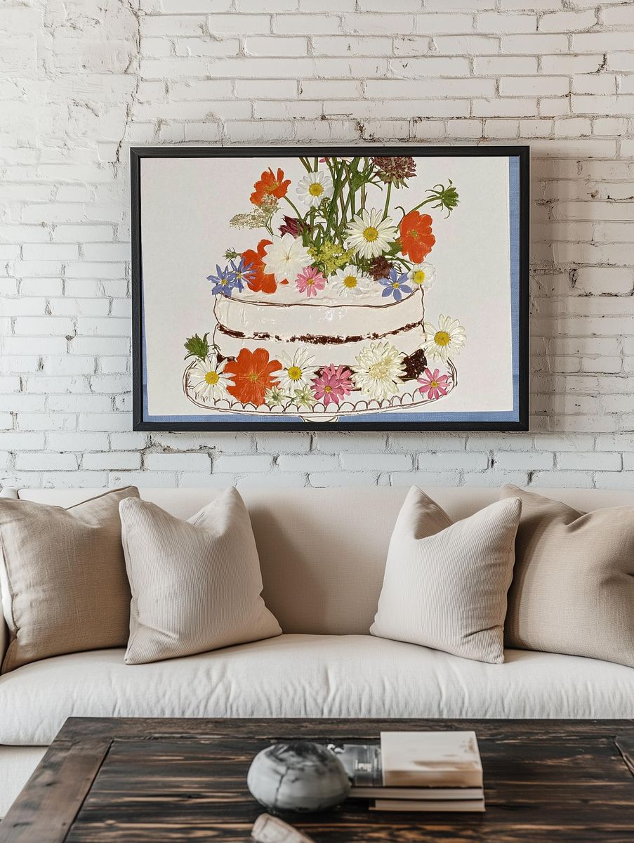 Floral Cake Illustration Poster. room preview