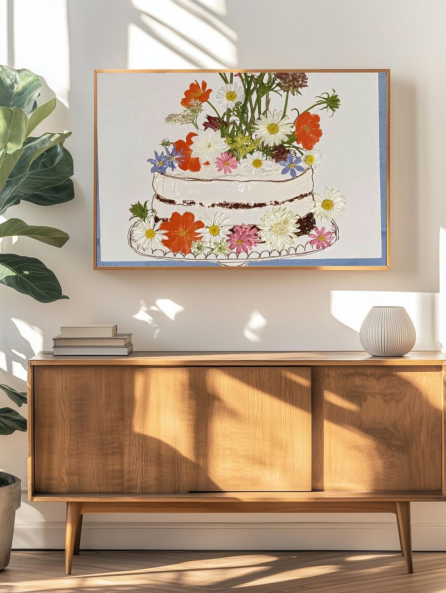 Floral Cake Illustration Poster. — room view 3