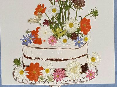 Floral Cake Illustration Poster.