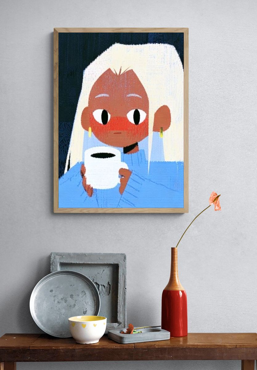 Coffee Portrait Illustration Poster. — room view 3