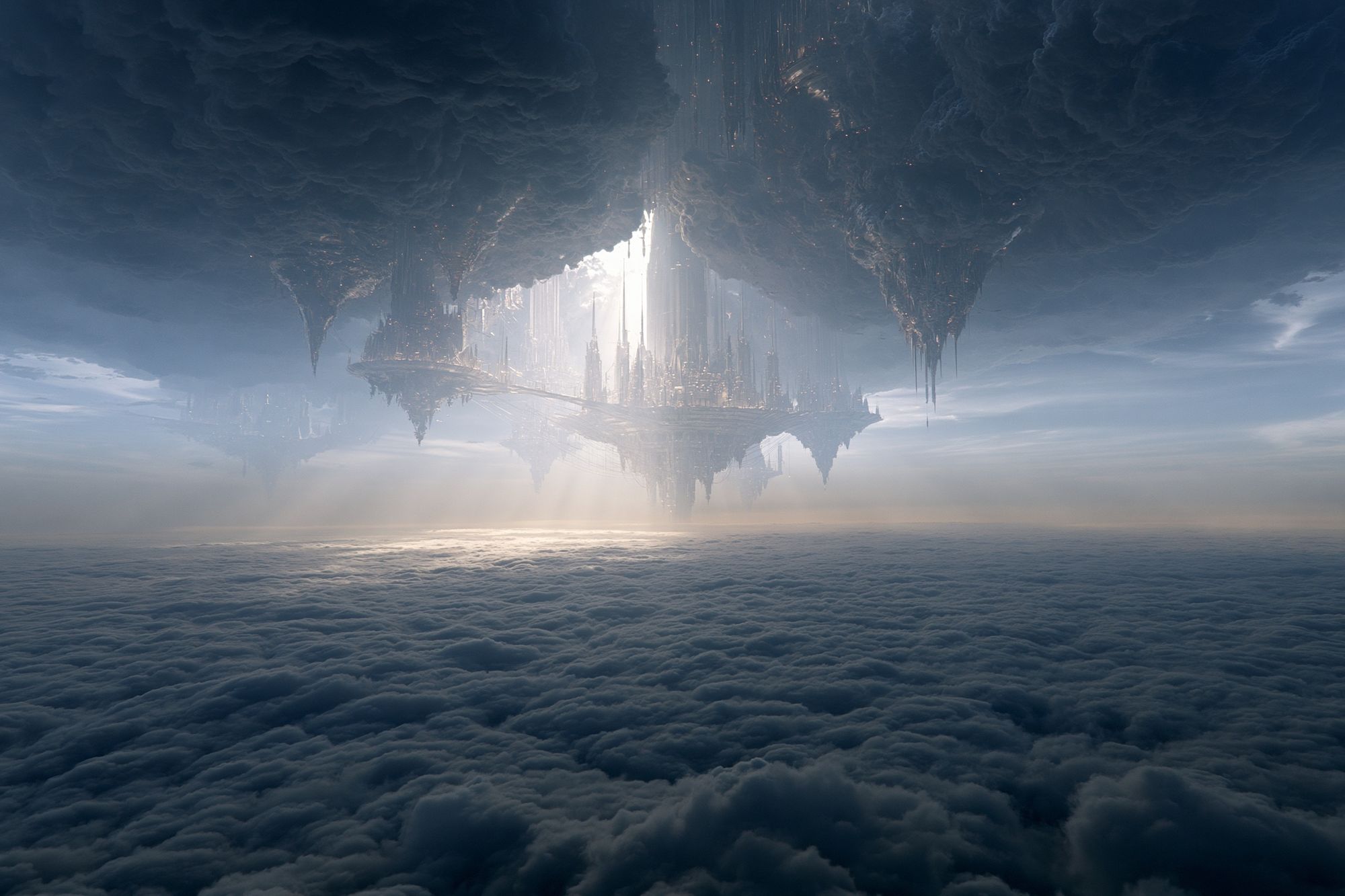 Floating Sky City Sci-Fi Print. poster detail