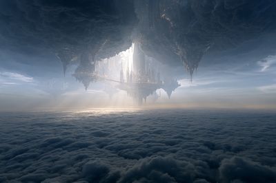 Floating Sky City Sci-Fi Print.
