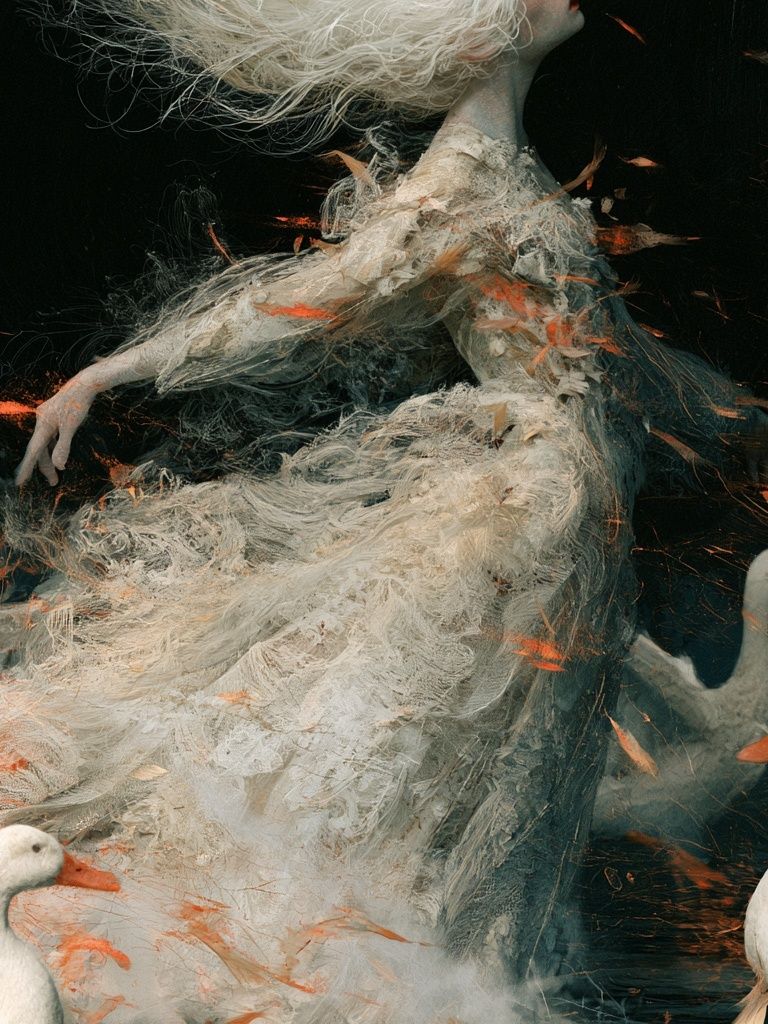 Dreamlike Swan Dance Illustration Poster. poster detail