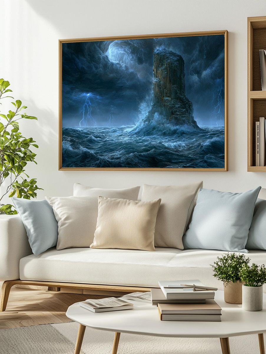 Stormy Sea Rockscape Print. — room view 2