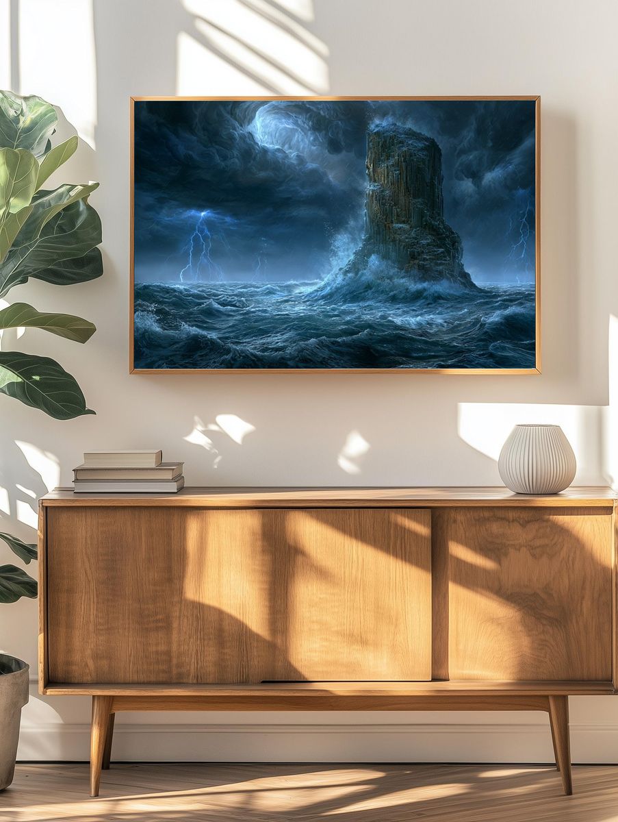 Stormy Sea Rockscape Print. — room view 3