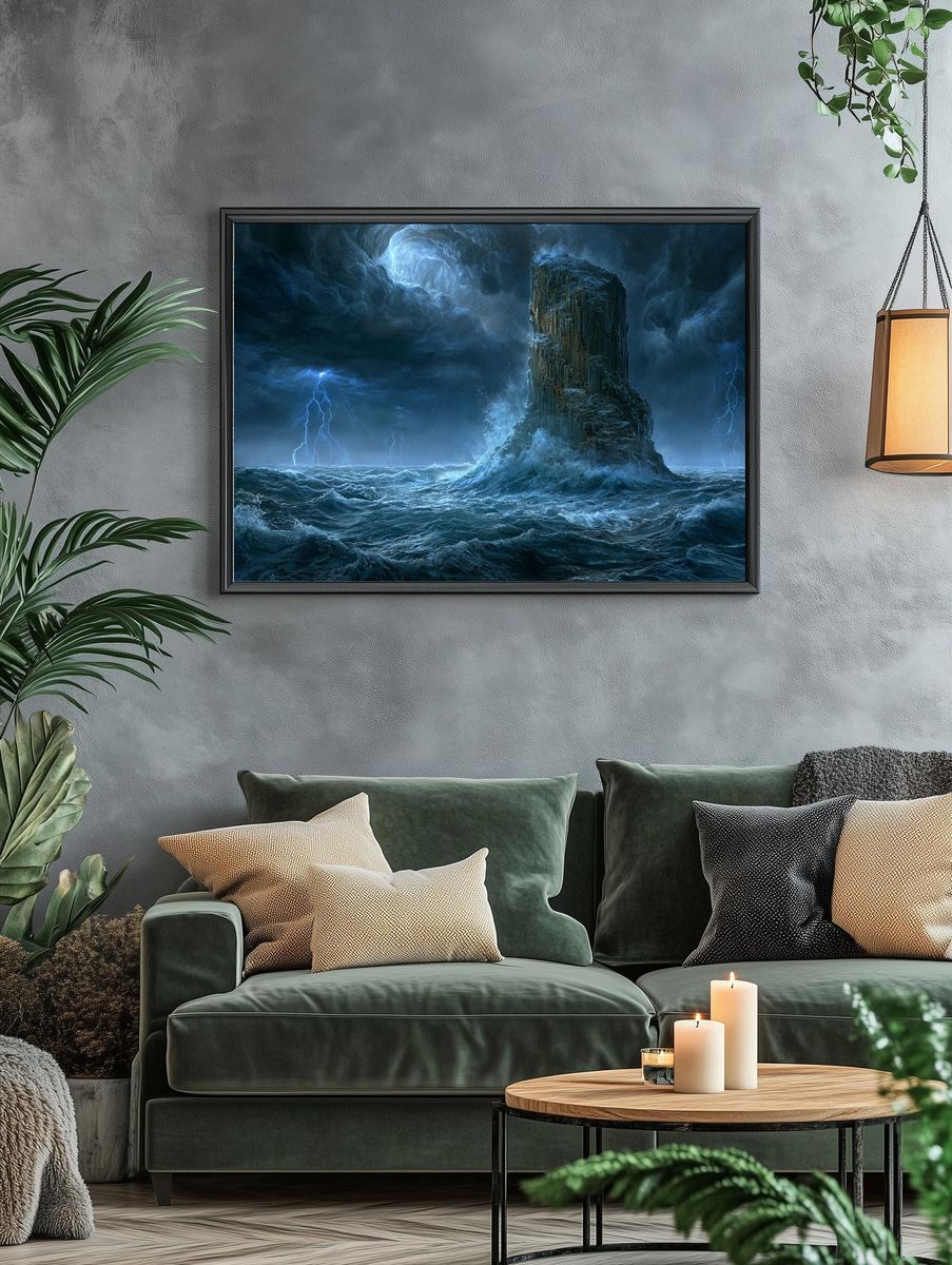 Stormy Sea Rockscape Print. — room view 4