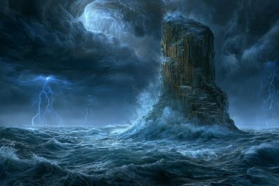 Stormy Sea Rockscape Print.
