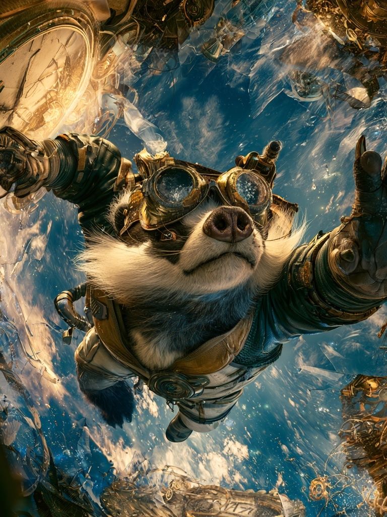 Steampunk Space Dog Illustration Poster. poster detail
