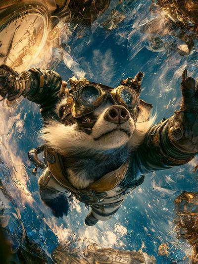 Steampunk Space Dog Illustration Poster. poster