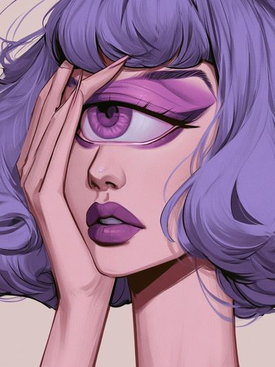 Lavender Portrait Illustration Poster.